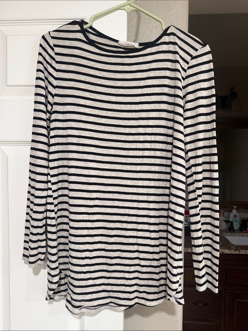 Striped Long Sleeve Tee - Black & Cream